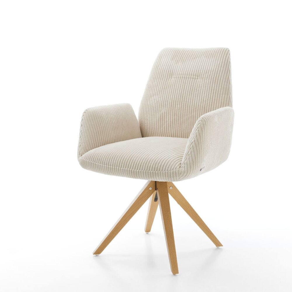 Esszimmerstuhl Zoa-Flex Cord Beige Holzgestell kantig Natur 360° drehbar Taschenfederkern